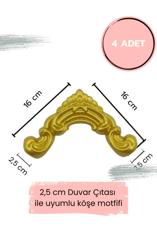 Dekoratif Boyanabilir  Polimer 2,5 cm Duvar Çıtası Uyumlu Köşe Motifi