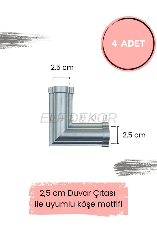 Dekoratif Polimer 2,5 cm Duvar Çıtası Uyumlu Köşe Motifi