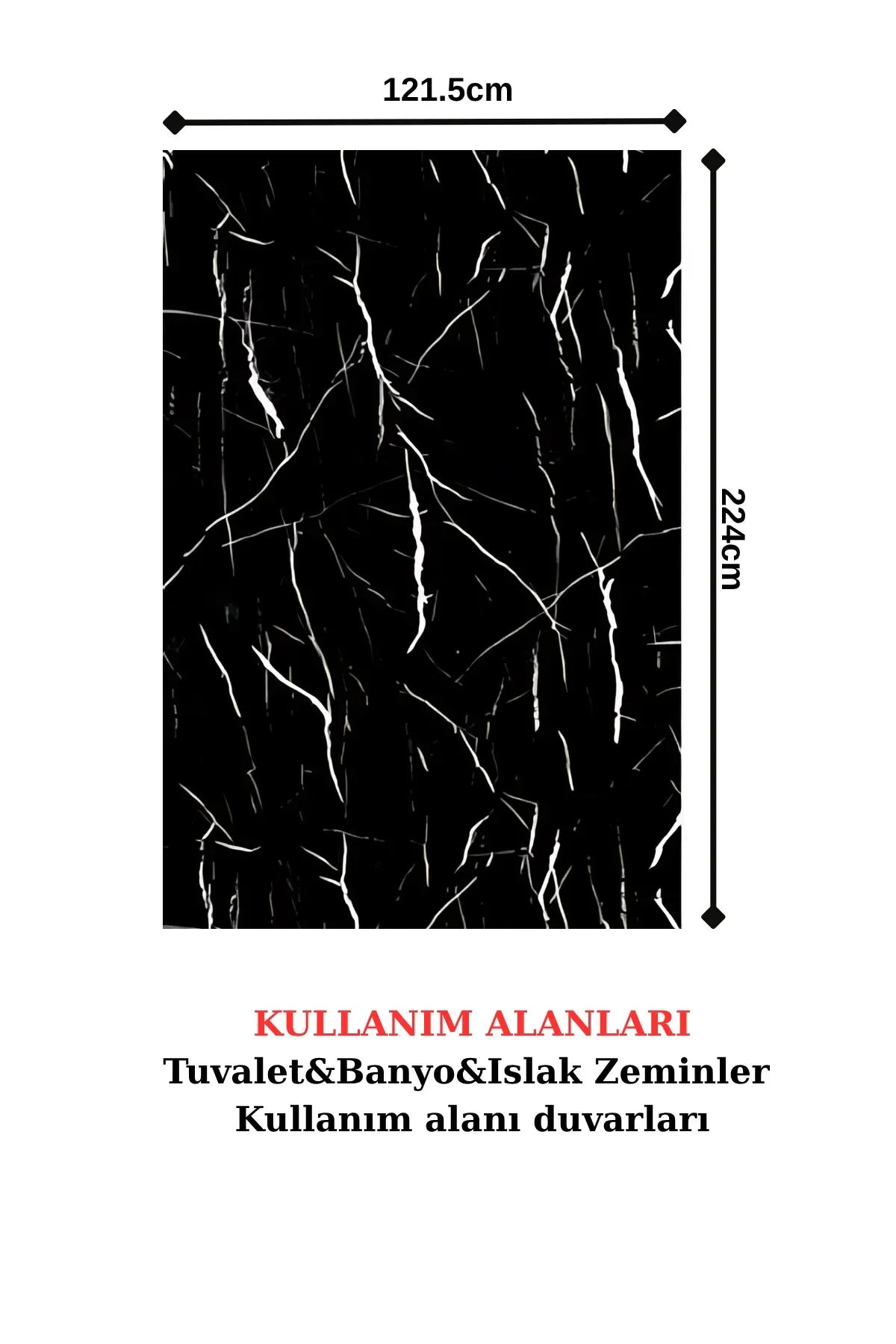 122cmx224cm 1 Adet Parlak Beyaz Mermer Desenli PVC Duvar Paneli (Banyo&Mutfak&Zemin)