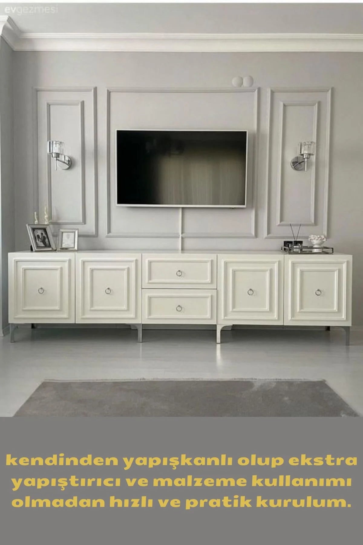 Kolay Kurulum, Kendinden Yapışkanlı, Boyanabilir Dekoratif Hazır Kesimli Duvar Çıtası Paketi