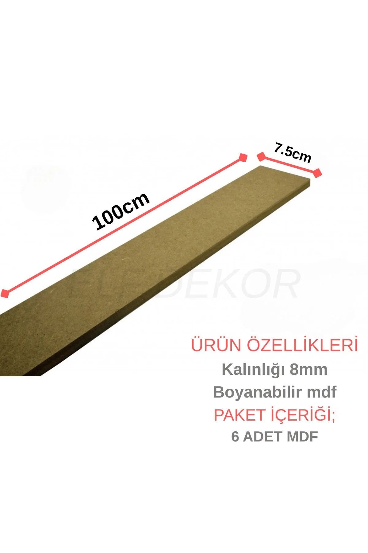 MDF İskandinav Duvar Çıtası 100cm x 7,5 cm (5 ADET) - 8mm Duvar Çıtası, Duvar Dekorasyonu
