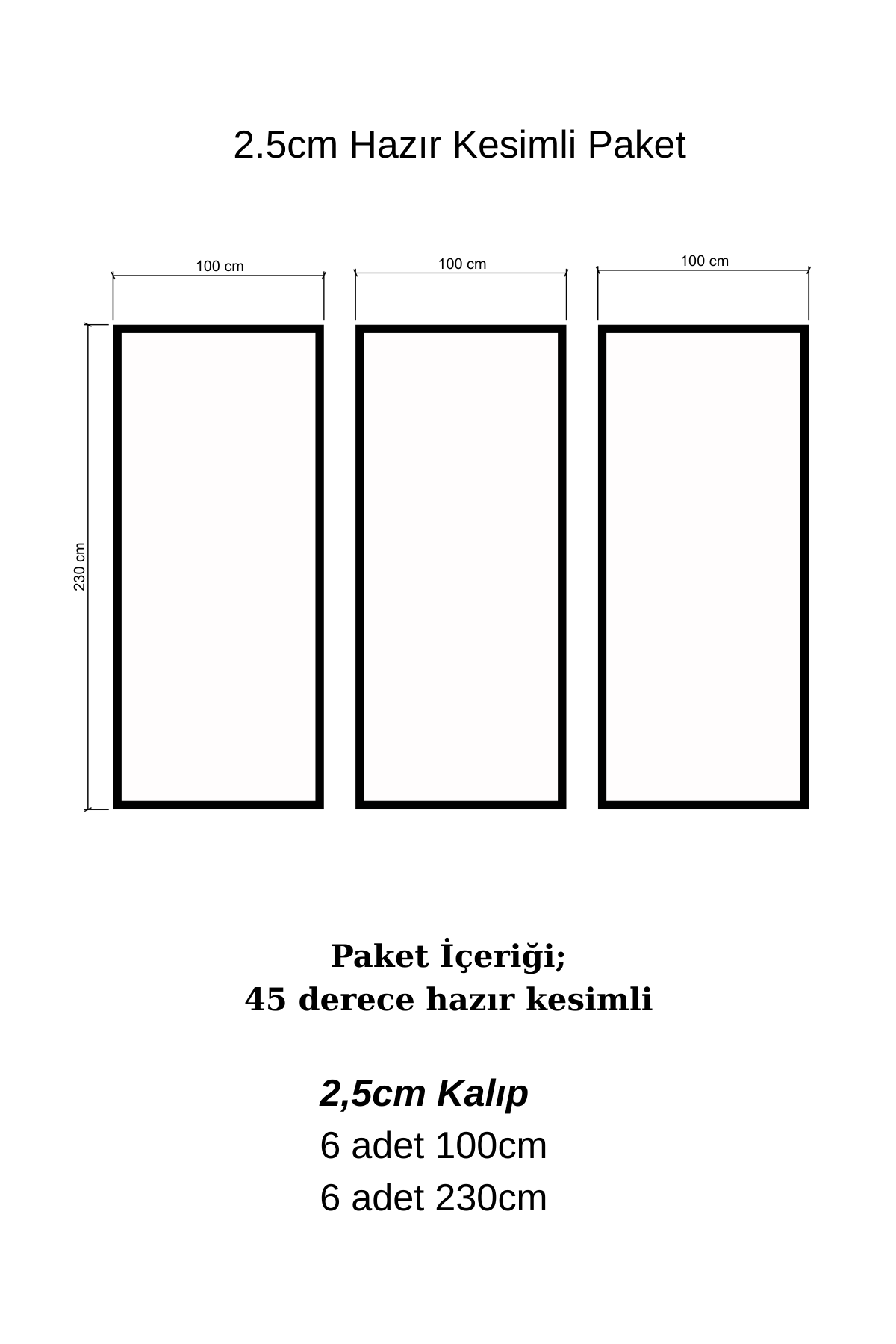 Dekoratif Boyanabilir Duvar Çıtası 2.5cm Hazır Kesimli Paket