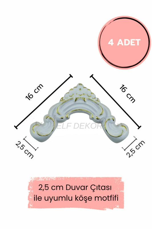 Dekoratif Boyanabilir  Polimer 2,5 cm Duvar Çıtası Uyumlu Köşe Motifi