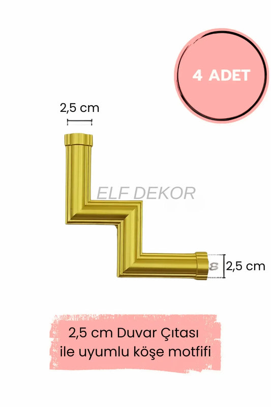Dekoratif Polimer 2,5 cm Duvar Çıtası Uyumlu Köşe Motifi