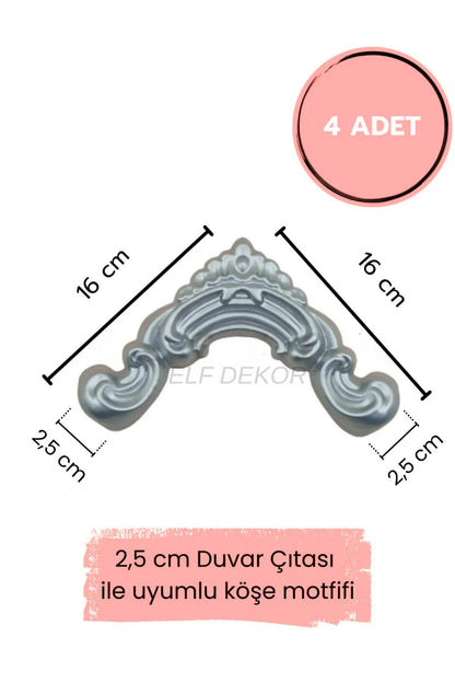 Dekoratif Boyanabilir  Polimer 2,5 cm Duvar Çıtası Uyumlu Köşe Motifi
