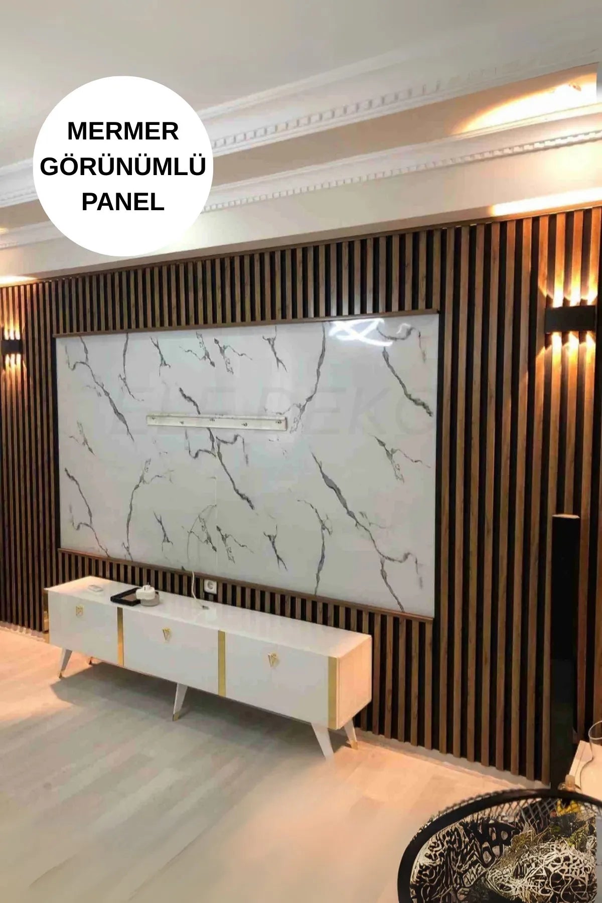 122cmx224cm 1 Adet Parlak Beyaz Mermer Desenli Duvar Paneli (Banyo&Mutfak&Zemin)