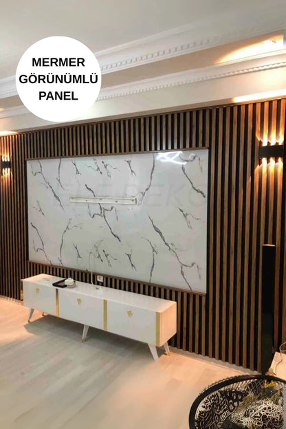 122cmx224cm 1 Adet Parlak Beyaz Mermer Desenli Duvar Paneli (Banyo&Mutfak&Zemin)