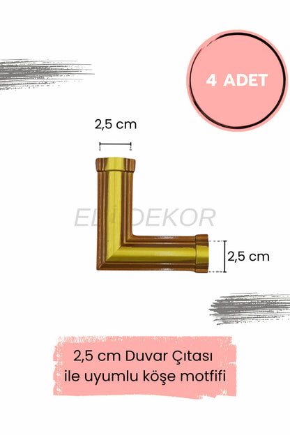 Dekoratif Boyanabilir  Polimer 2,5 cm Duvar Çıtası Uyumlu Köşe Motifi