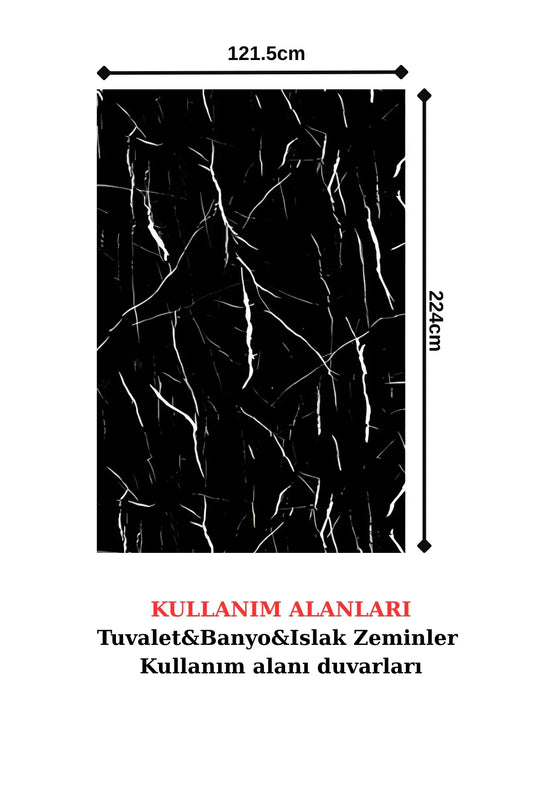 122cmx224cm 1 Adet Parlak Beyaz Mermer Desenli PVC Duvar Paneli (Banyo&Mutfak&Zemin)