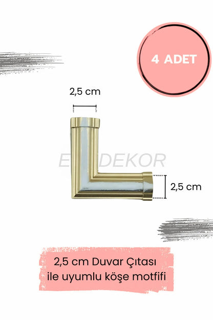 Dekoratif Polimer 2,5 cm Duvar Çıtası Uyumlu Köşe Motifi