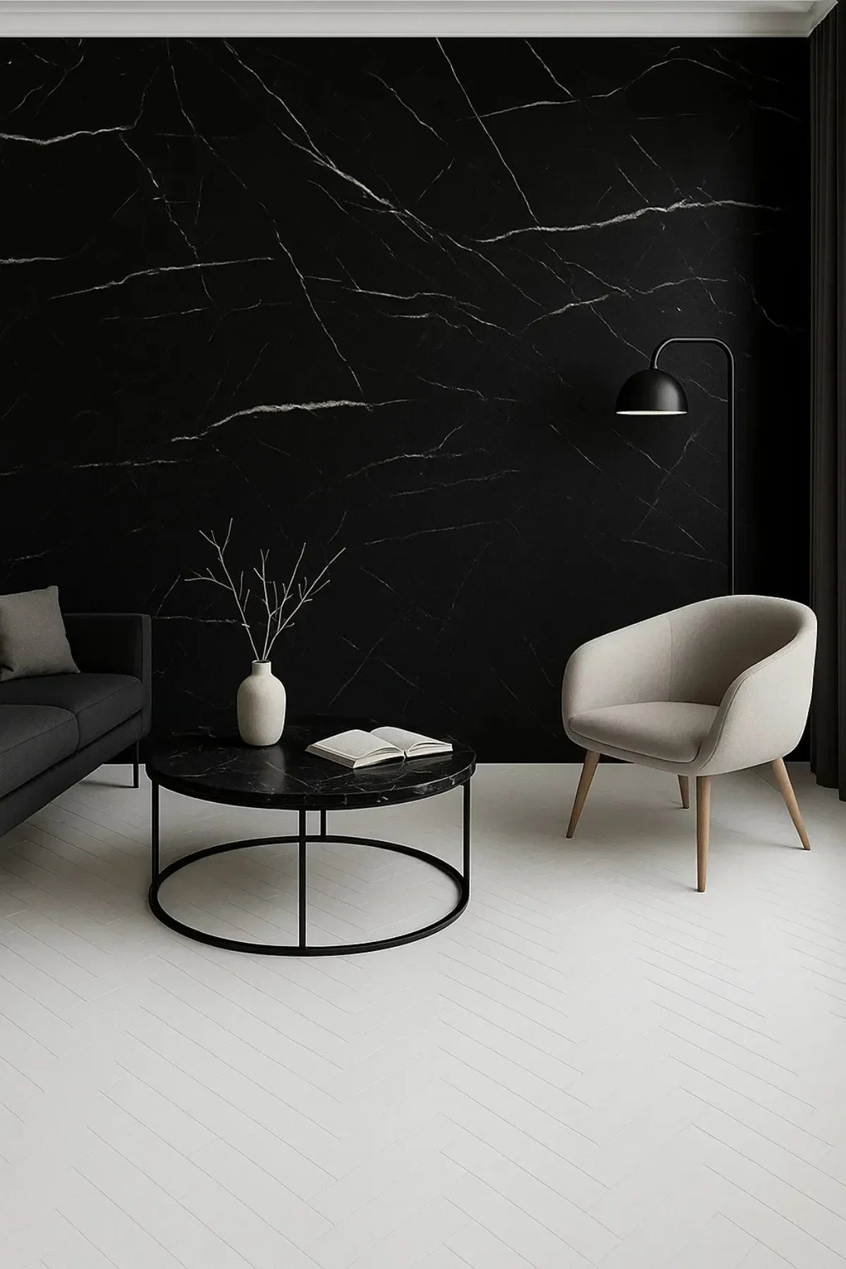 122cmx224cm 1 Adet Parlak Beyaz Mermer Desenli PVC Duvar Paneli (Banyo&Mutfak&Zemin)