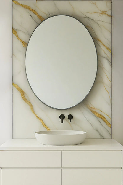 122cmx224cm 1 Adet Parlak Beyaz Mermer Desenli PVC Duvar Paneli (Banyo&Mutfak&Zemin)