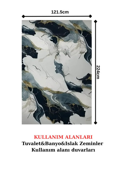 122cmx224cm 1 Adet Parlak Beyaz Mermer Desenli PVC Duvar Paneli (Banyo&Mutfak&Zemin)