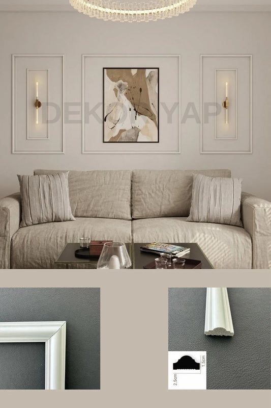 Kolay Kurulum, Kendinden Yapışkanlı, Boyanabilir Dekoratif Hazır Kesimli Duvar Çıtası Paketi