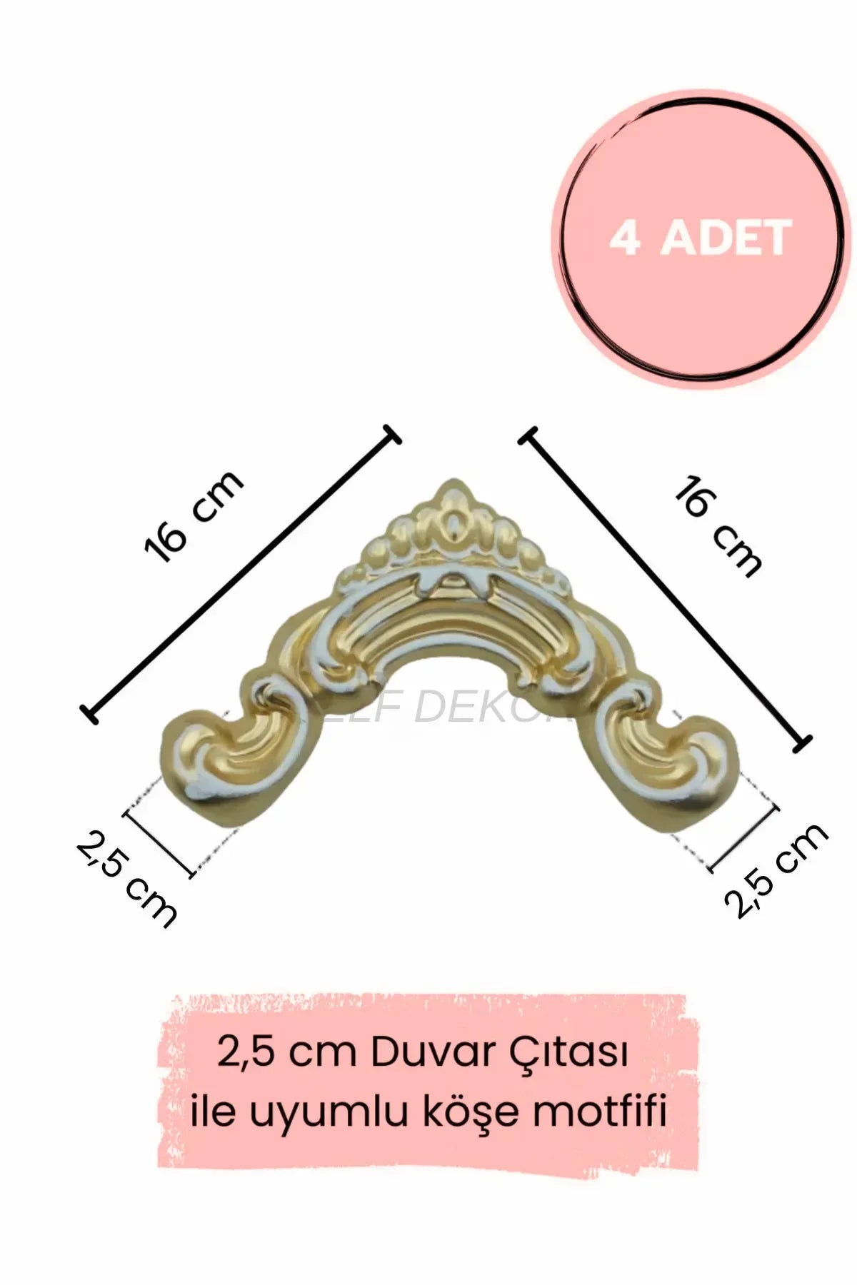 Dekoratif Boyanabilir  Polimer 2,5 cm Duvar Çıtası Uyumlu Köşe Motifi